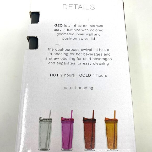 CDA Logo GEO 16 Oz Double Wall Clear Acrylic Tumbler Sip Straw Opening Hot Cold - Picture 2 of 10